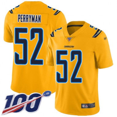 Los Angeles Chargers NFL Football Denzel Perryman Gold Jersey Men Limited #52 100th Season Inverted Legend